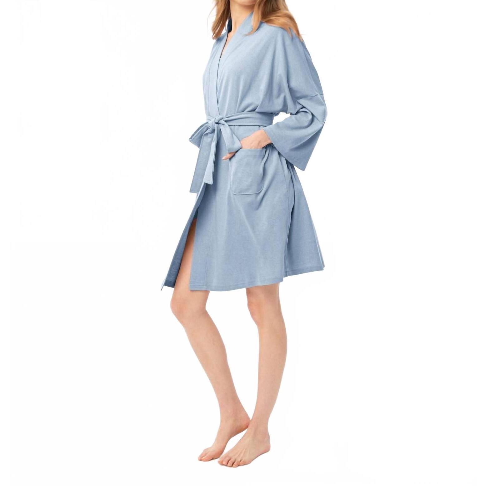 New Under The Canopy Organic Short Lounge Robe In Light Blue
